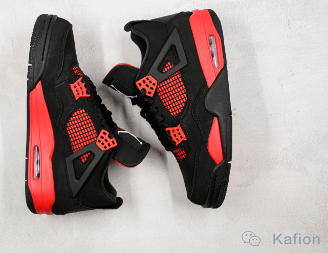 Aj4黑红雷电开箱乔丹4代休闲实战篮球鞋air Jordan 4 Retro Red Thunder 黑色