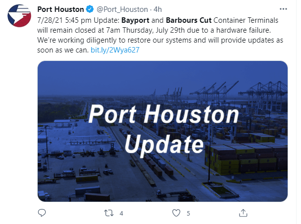 惊休斯顿2个重要集装箱码头关闭至今未重新运作原因竟是系统故障