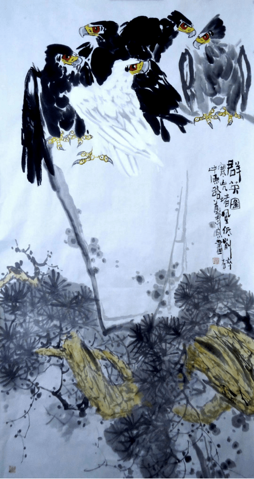 作品欣赏郑志宗先生与李苦禅儿子李燕先生在李苦禅纪念