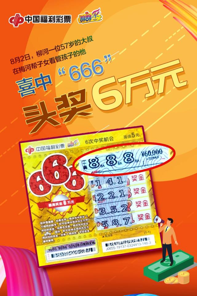 一彩民购买"666"刮刮乐喜中6万元头奖!_彩票