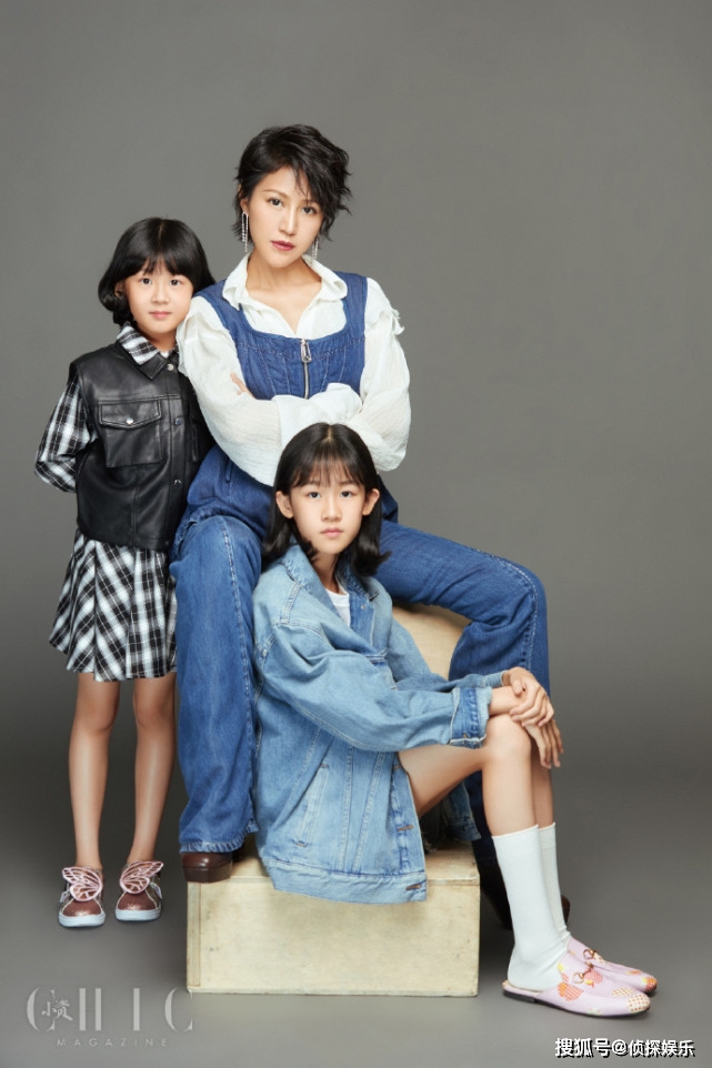 鲍蕾|陆毅妻女合体拍大片，12岁贝儿个头直追妈妈，母女仨同款长腿抢镜