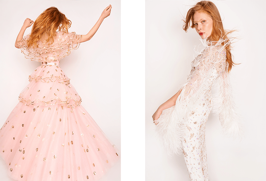 羽毛|Jenny Packham 2021秋冬系列，金属亮片光芒四射，羽毛流苏浪漫飘逸