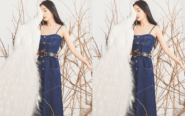 中性|“少女感”给杨幂太多自信，紧身牛仔裙都敢穿，但过膝长靴最抢镜