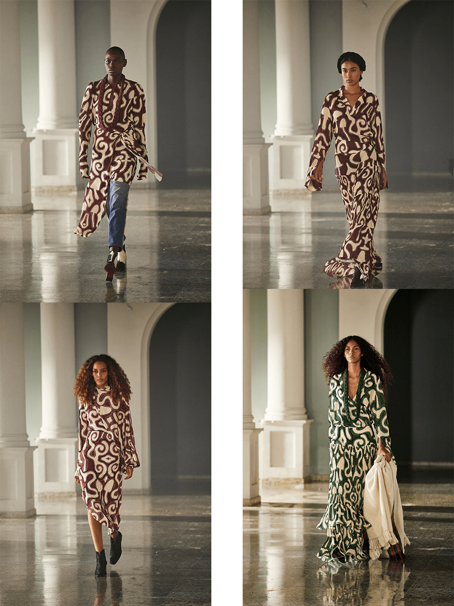 对比|Johanna Ortiz 2021秋冬系列，深色为底的浅色印花图案，让秋冬浪漫又实用美观