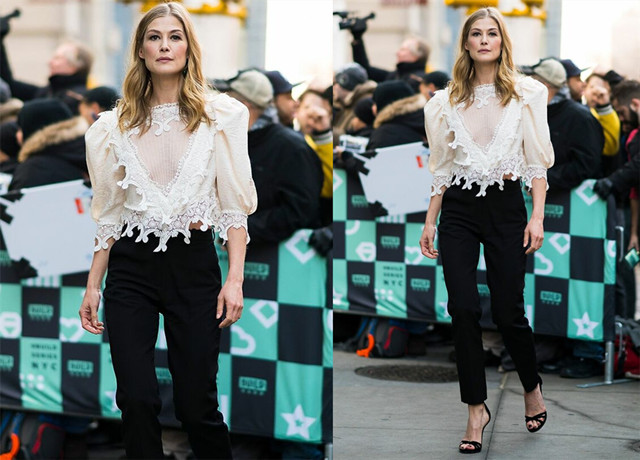 右图|秋风乍起，如何让蕾丝上衣去掉性感的标签，穿出优雅知性