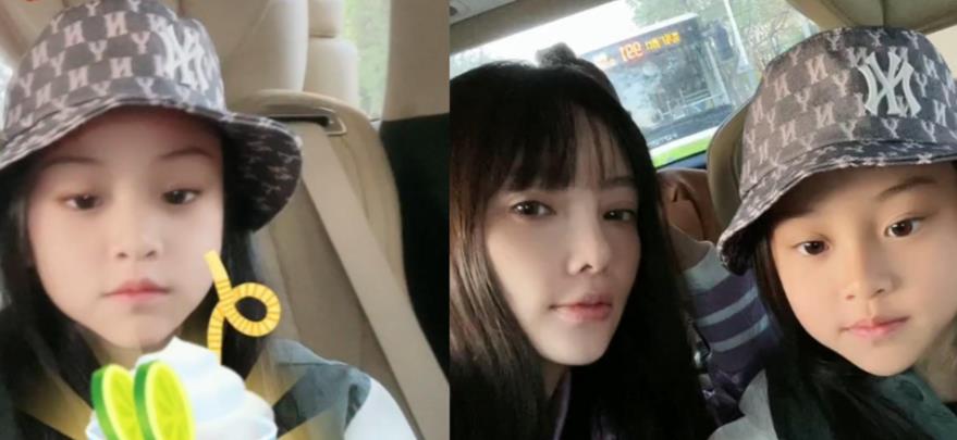 西装|甜馨走秀太时髦！李小璐穿波点西装配短裤，黑线袜把膝盖穿出褶子