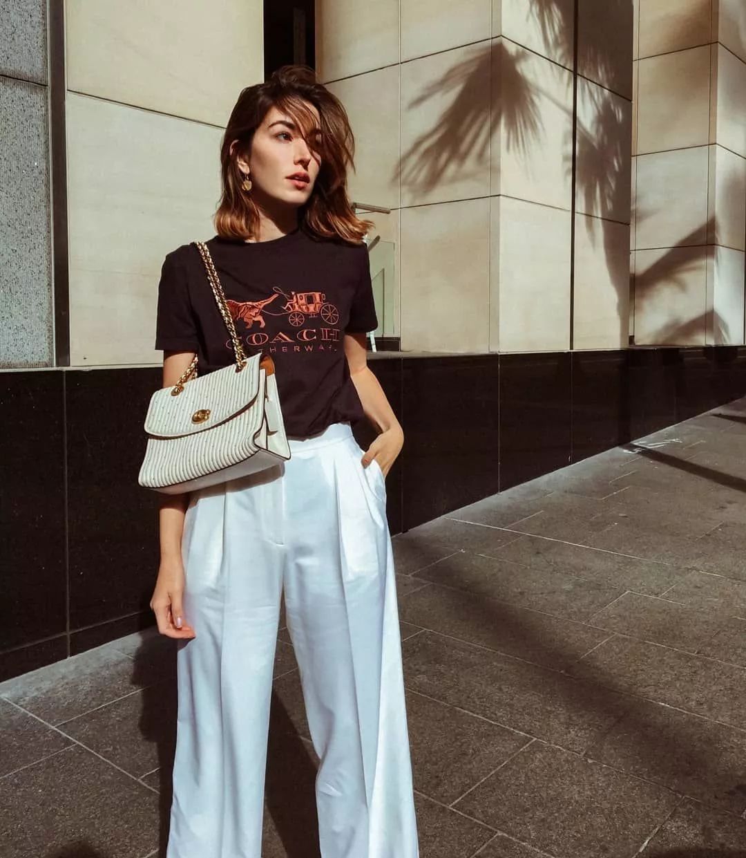 黑色|T恤+阔腿裤，早秋最显瘦搭配！