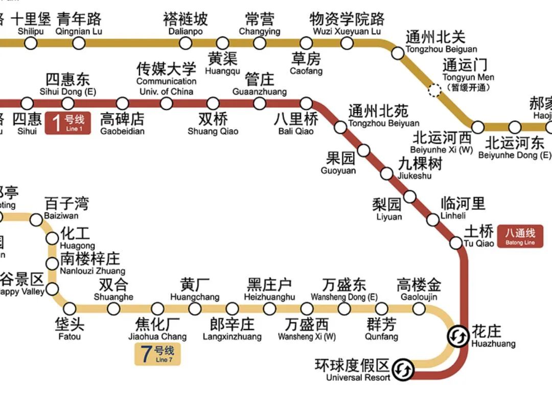 北京地铁1号线线路图片