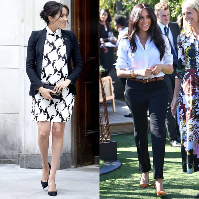 设计|梅根的黑色系穿搭：穿西装干练利落，比不上莱后有贵族气质