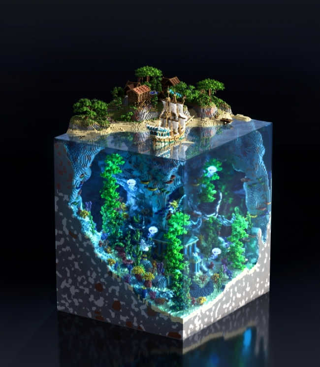 《我的世界》大神玩家创造“失落的王国”海底世界