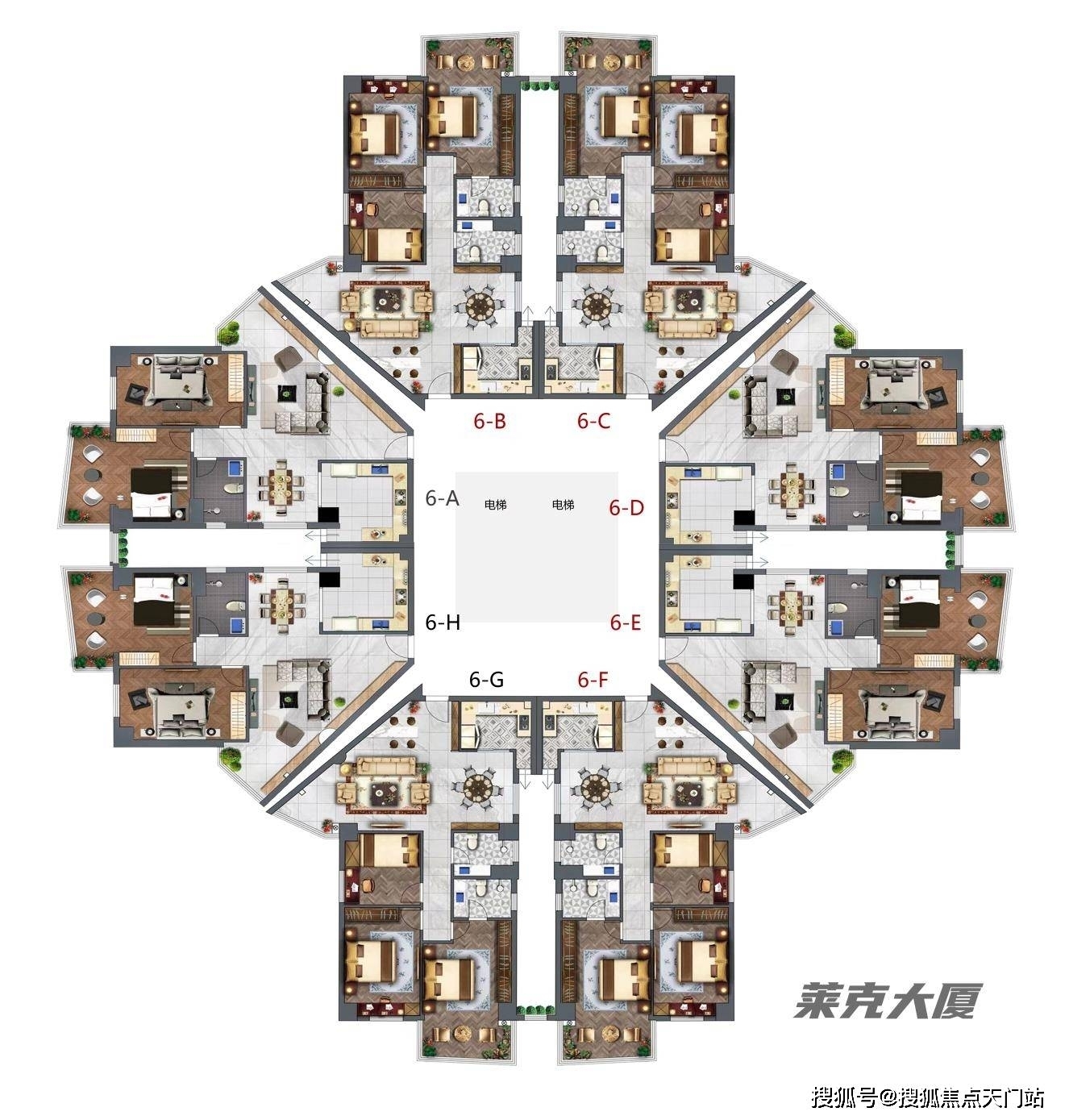 两梯八户塔楼户型图图片