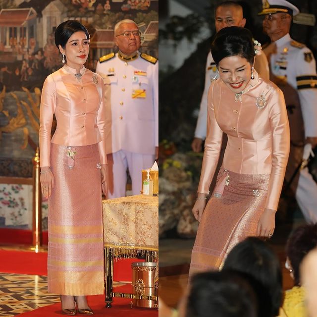 套装|苏提达与诗妮娜穿粉裙同框,谁的气质更美?诗妮娜爱凸显小蛮腰!