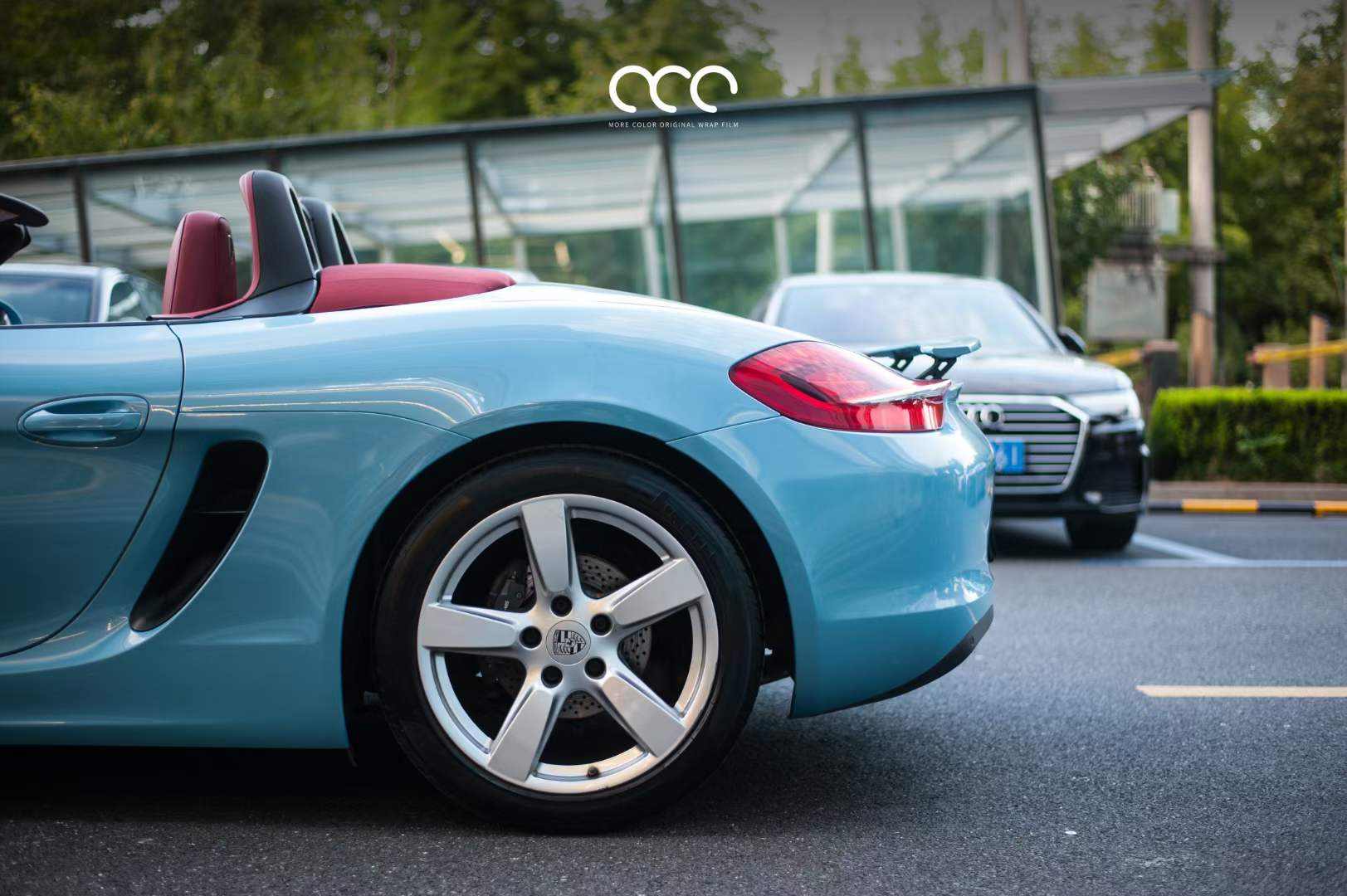 保时捷boxster汽车贴膜漫彩改色膜pet冰晶蓝典藏版