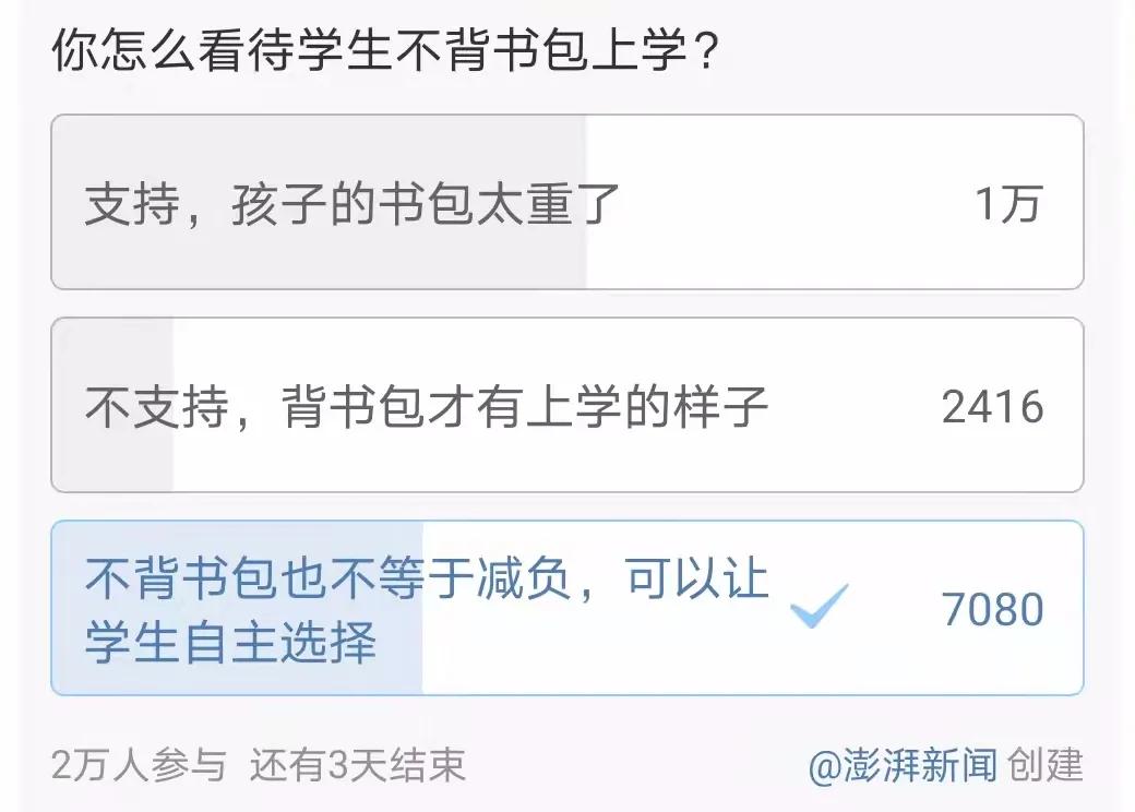作业|“不背书包上下学！”杭州一小学发出倡议书，家长群吵翻了……