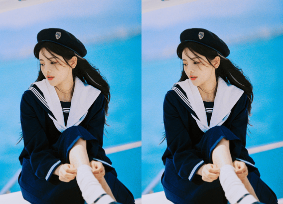 水手服|杨超越化身“漫画少女”，穿水手装看起来清纯可爱，少女感满满