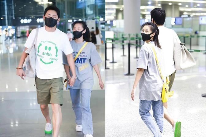 王彦霖|王彦霖夫妇婚后机场首秀，穿T恤全程牵手好含羞，却被调侃像父女