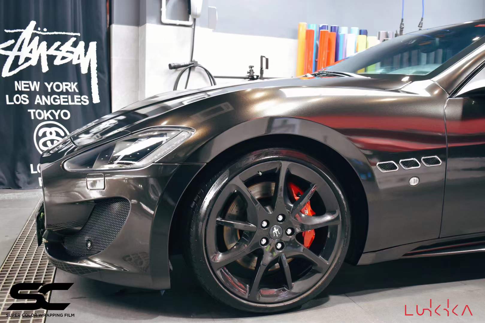 玛莎gt全车装贴sc改色膜超亮金属黑