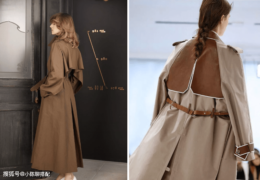 浅棕色|气质出众的女人,选风衣时别只穿卡其色,这样搭配更温柔显高级