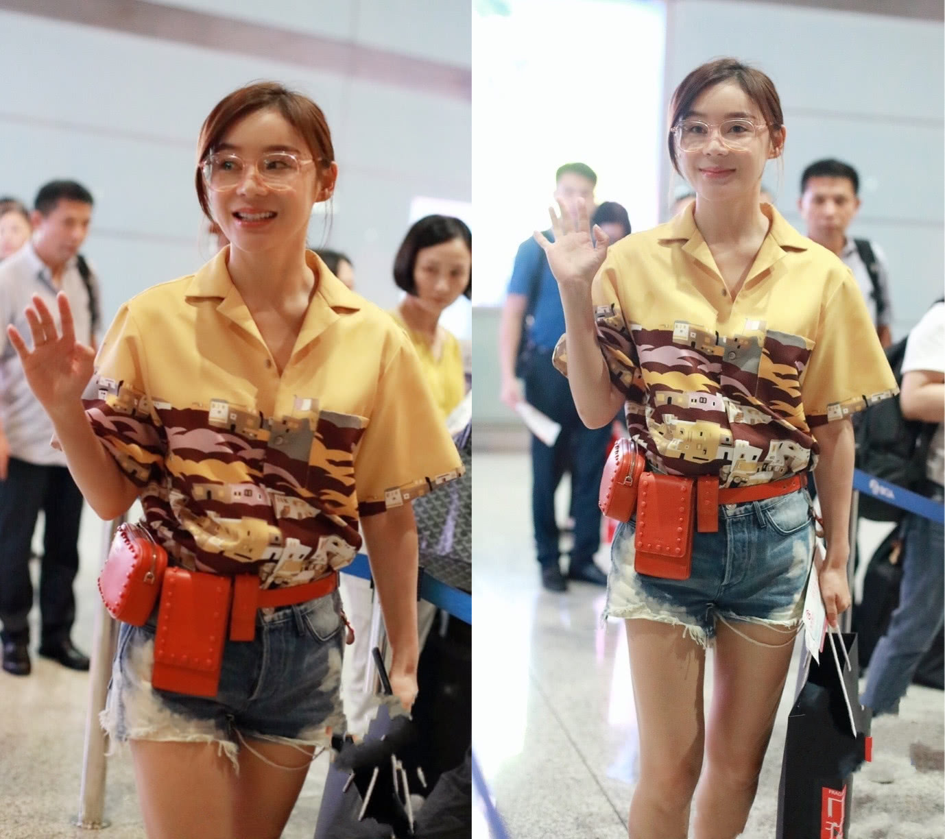 操作 袁姗姗又解锁新搭配,居然能够一次穿下两条短裤,这波操作给满分