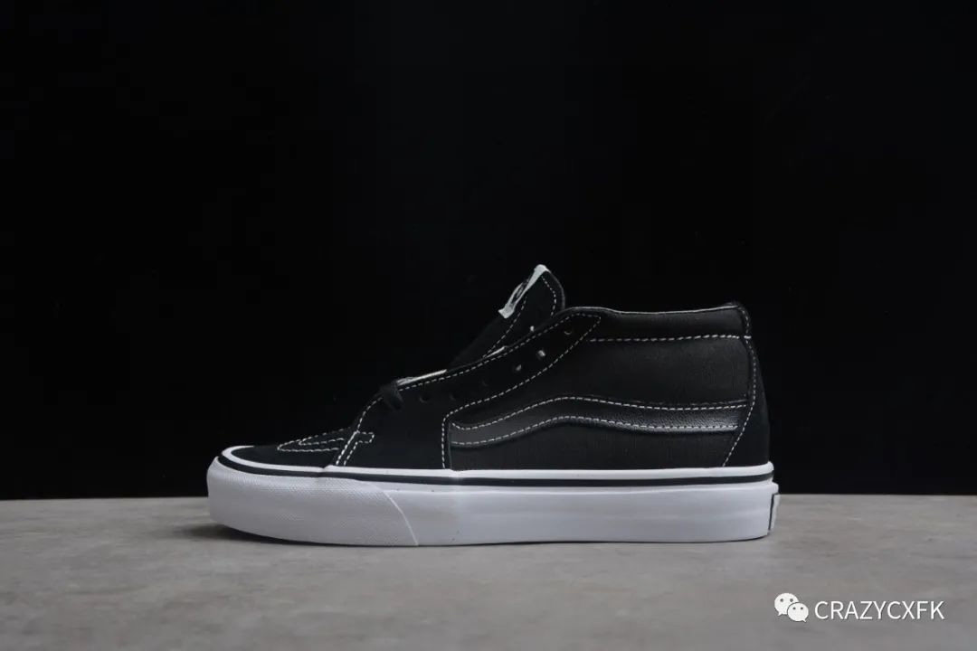 黑色 万斯 Vans Sk8-Mid Vault x JJJJound 联名中帮麂皮帆布鞋