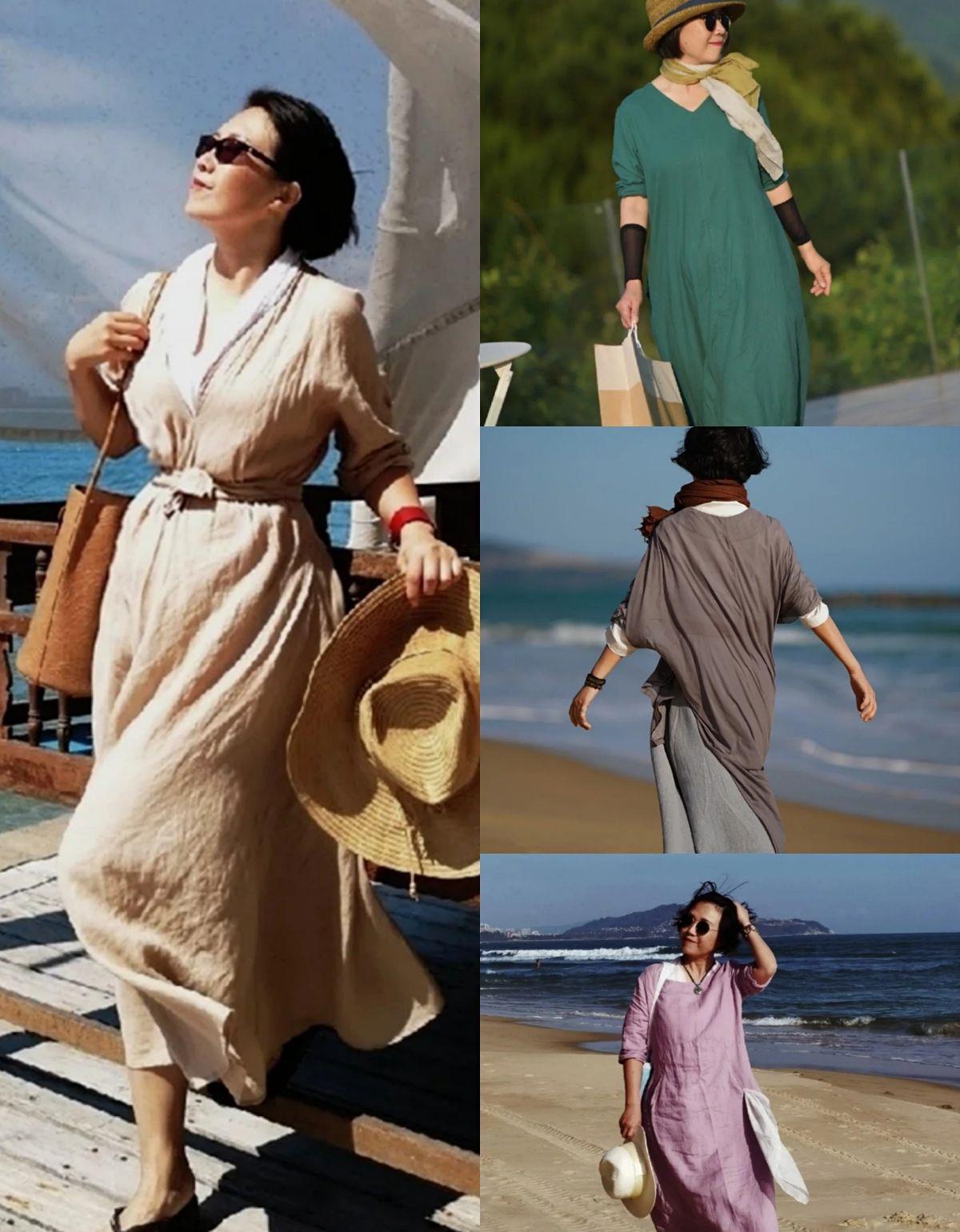 本白色 懂得打扮比身材好重要，瞧这位微胖大妈的着装，年过半百依旧迷人