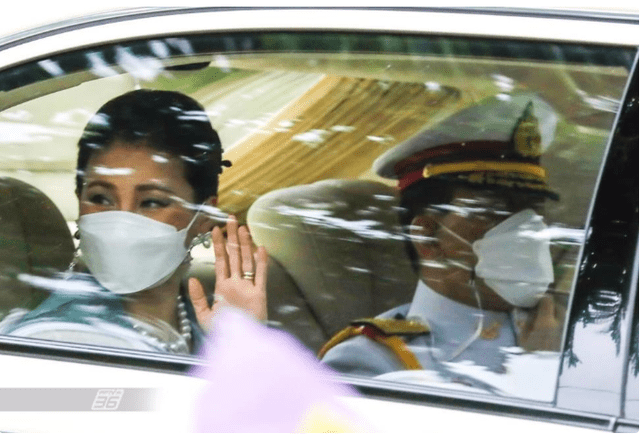 耳坠 诗妮娜又穿高贵紫，印花裙配黑珍珠耳坠彰显贵气，却无资格坐御车