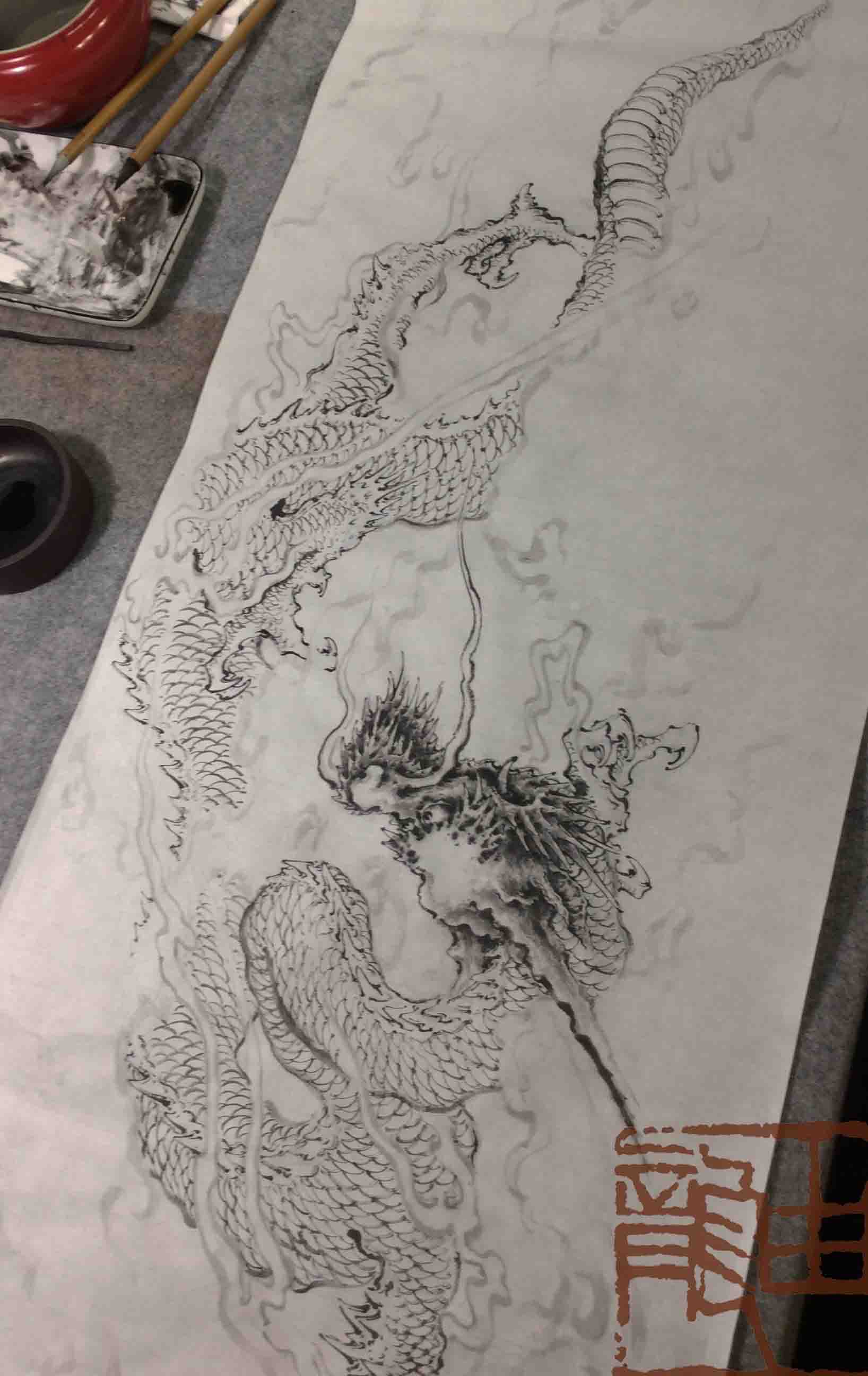 中国龙画法,画龙方法,国画龙,龙纹画法研究,龙的画法,时值辛丑仲秋多