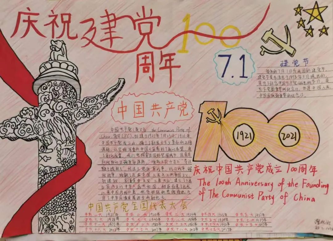 建国党100周年的手抄报图片
