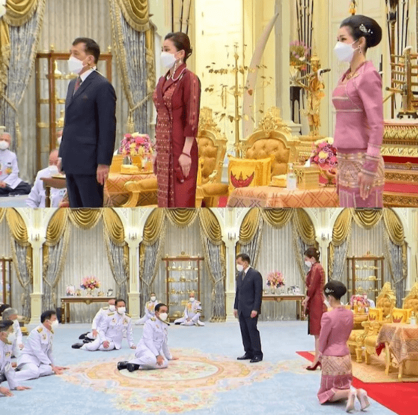 国王 苏提达又穿枣红色，小翻领时装裙真高贵，曾穿礼服裙听音乐会惊艳