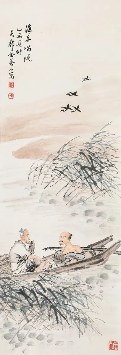 秋江小舟,无限惬意