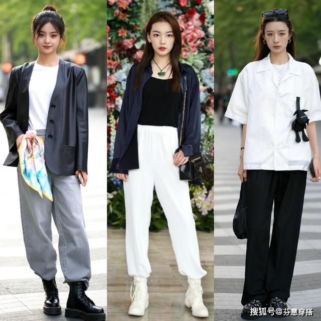 高跟鞋 小个子不穿高跟鞋也能显高，试试“阔腿裤+平底鞋”，时髦显腿长