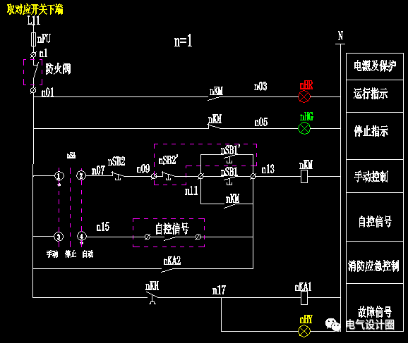 教你怎么看消防风机控制原理图,非常适合新手学习!_自动