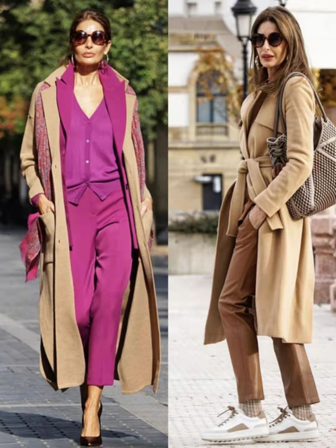 西裤 冬季外套流行“穿长不穿短”，学时尚奶奶这样穿，人人都是时髦精