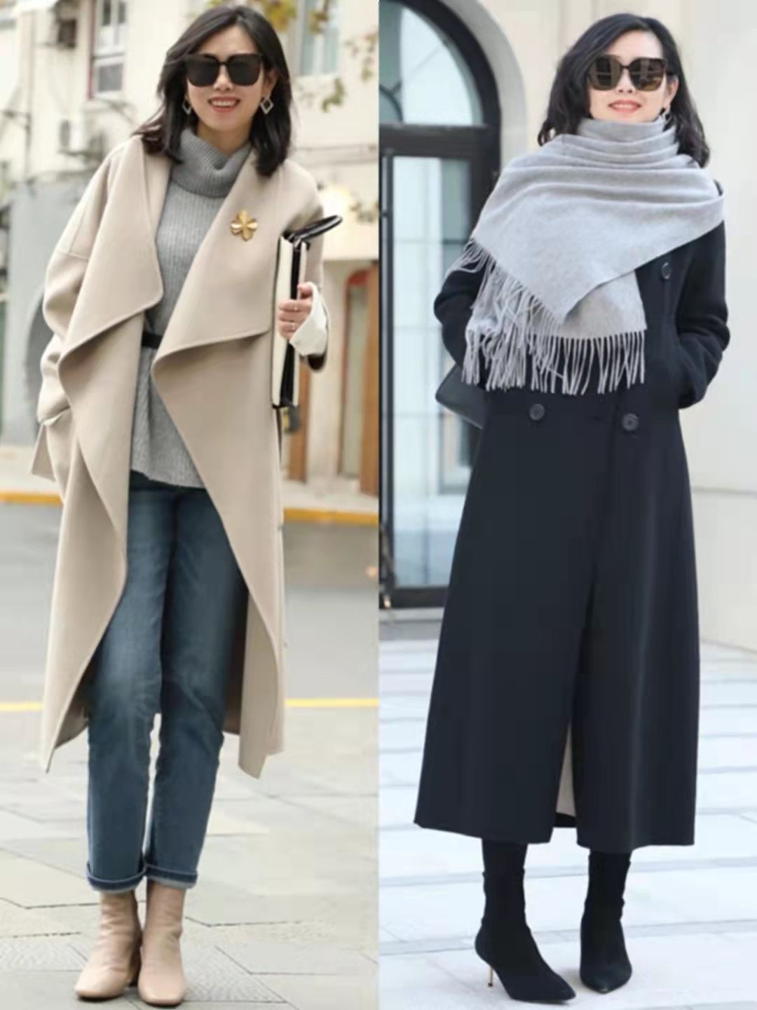 黑色 40岁微胖女人初冬穿大衣时，建议配这4双鞋，时髦好看又显高显瘦