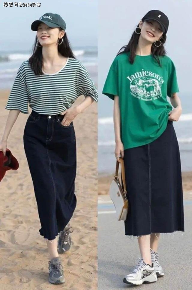 夏天 很适合职场女人的穿搭：长上衣+半身裙，时髦优雅，还很显高级