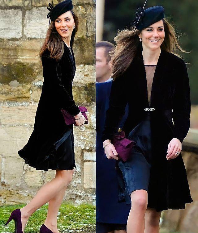 曲线 凯特冬季穿大衣还要光腿，气质复古优雅，生完娃也不怕冻