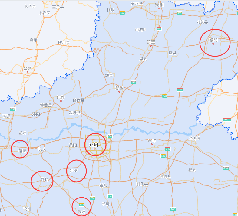 陽城,陽翟,平陽,安邑,範圍在山西臨汾西南到河南鄭州一帶;夏啟與太康