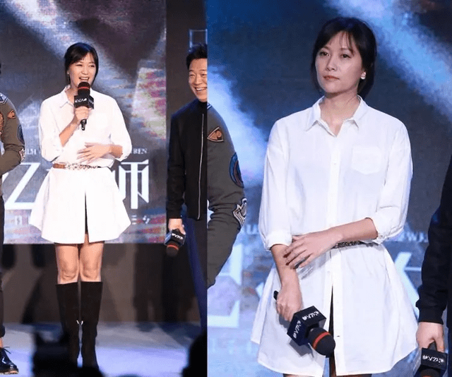 身材 徐静蕾骨子里有股文艺范，长款衬衫当裙子穿，配上腰带显高又显瘦