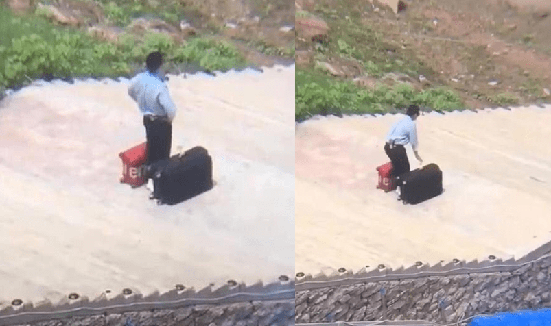 行李|黄晓明录《中餐厅》引围观！独自推行李，身材瘦弱长腿抢眼