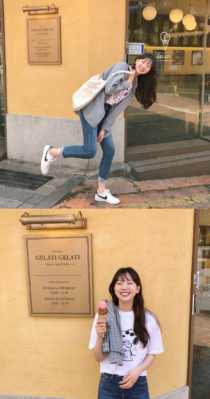 短裙 那些偶像剧中的甜美小姐姐是这样搭配的,短裙+帆布鞋,怎样都美