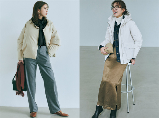 左图 穿羽绒服不会搭配会显土,三木这样就洋气,所以会搭比选款更重要