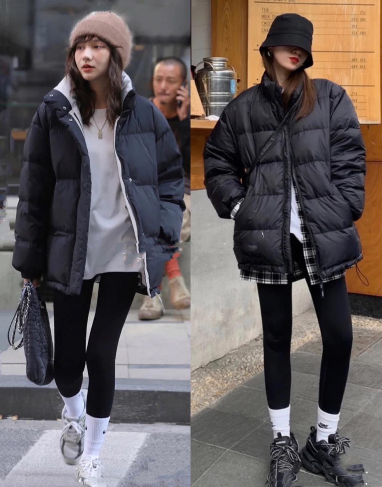 姐妹 人手一件的黑色羽绒服怎么穿才好看？