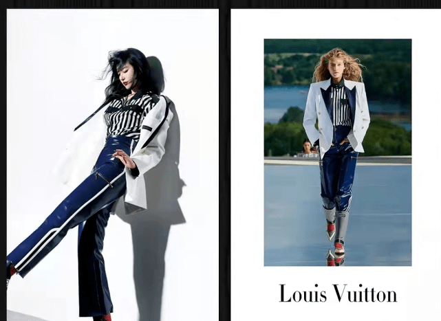 中性 刘亦菲被LV宠成女王!穿蓝色高腰皮裤看秀难得霸气一回,瘦了好多