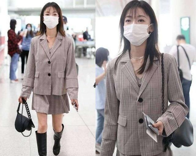 整体 吴谨言娇小身材穿西装撑不起，可好有品位，能把格子西装穿出排场