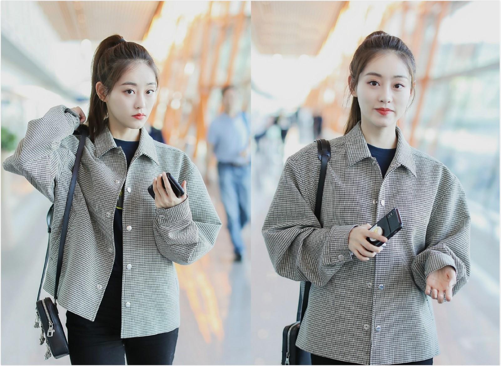 高跟鞋 她是《倚天屠龙记》周芷若,穿格纹外套配8分裤,双腿亲民太抢镜