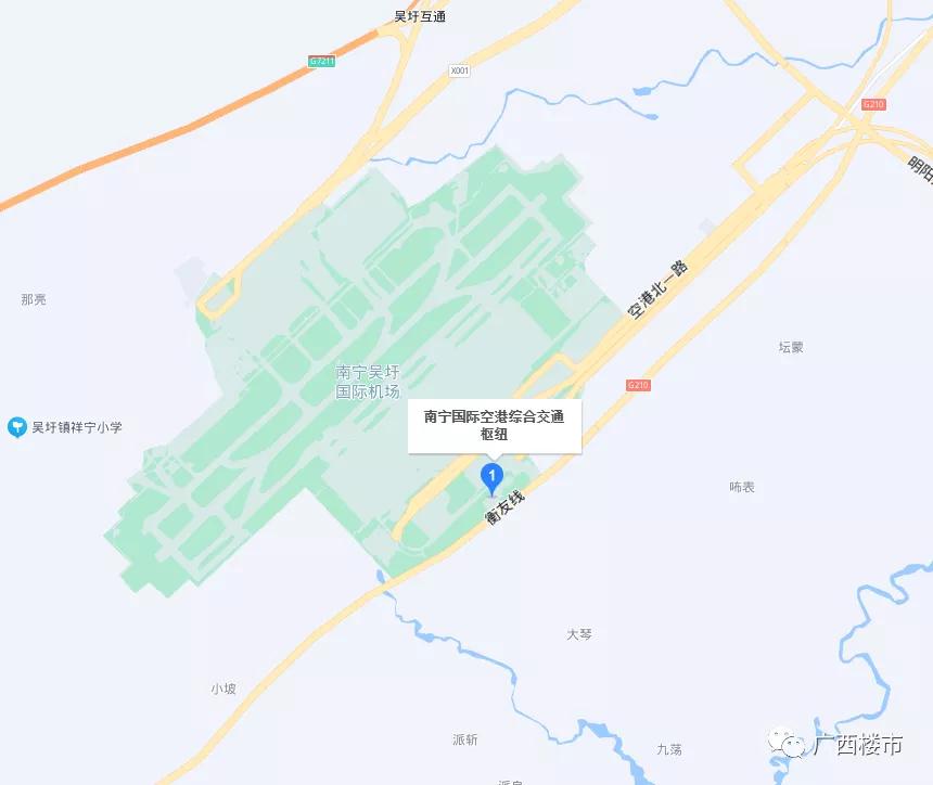 项目位于南宁吴圩国际机场既有t2航站楼以东,规划t3航站楼以西的站前