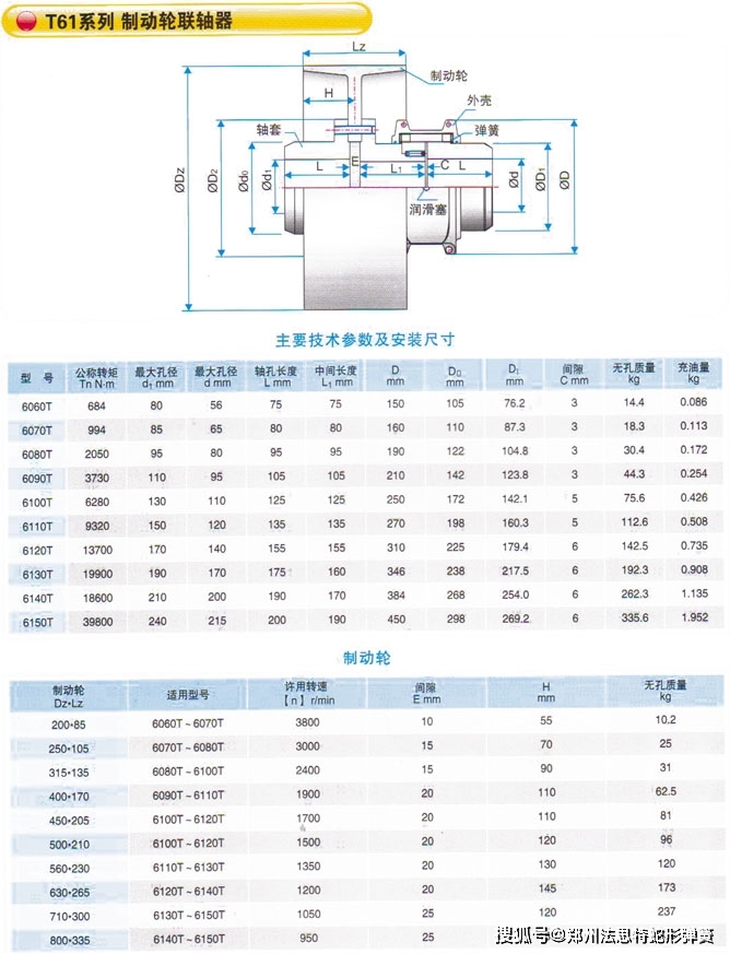 6110t61制动轮蛇形弹簧联轴器