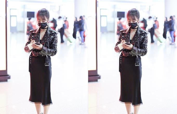 御姐 “皮衣+缎面裙”才是御姐必备造型，跟着陈紫函这样穿，酷飒有范