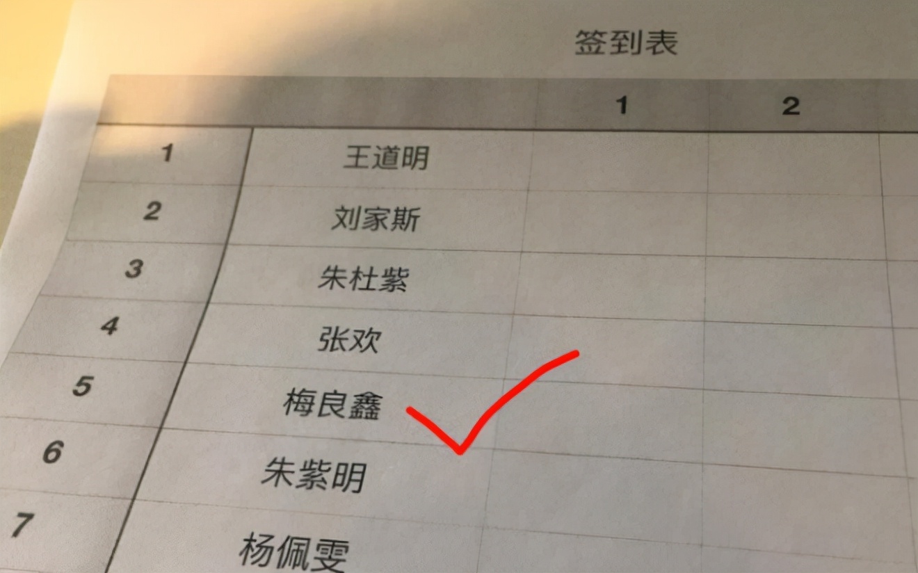 比如这个姓"梅"的学生,被取名为梅良鑫,但在没看到这位学生姓名,是