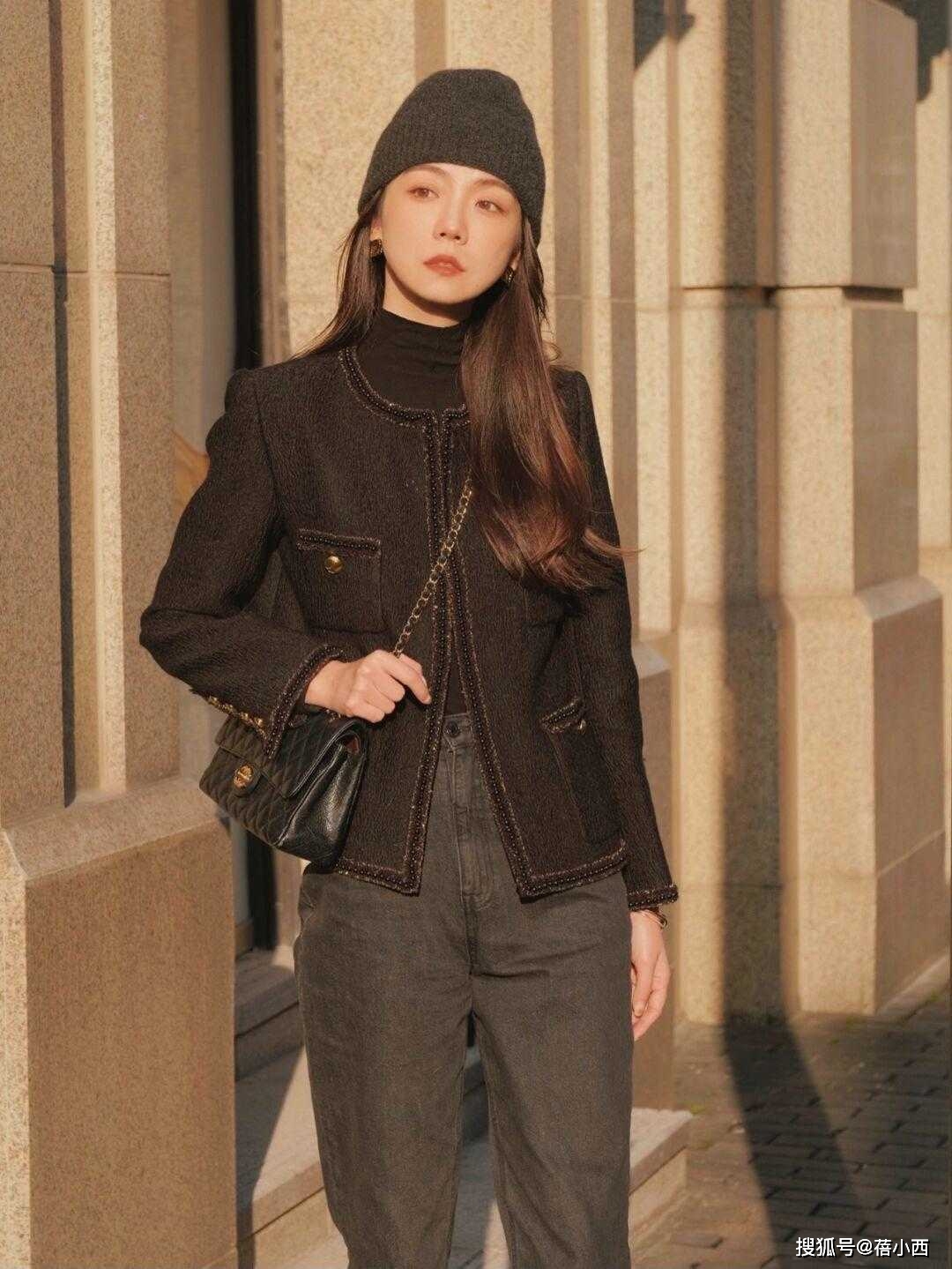 黑色 穿什么都不能没有小香风，优雅时髦有气质，基础款照样好看！